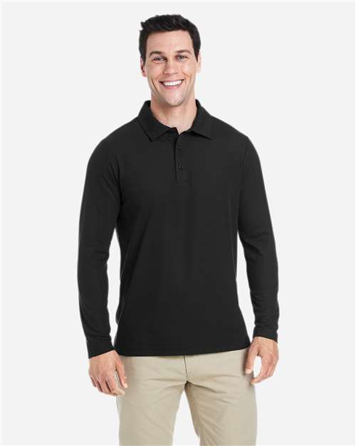 Men's Fusion ChromaSoft™ Long Sleeve Pique Polo — Black