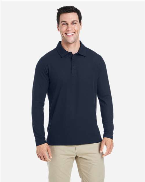 Men's Fusion ChromaSoft™ Long Sleeve Pique Polo — Classic Navy