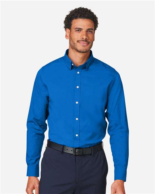 Men's CrownLux Performance® Spencer Poplin Dress Shirt — French Blue Melange
