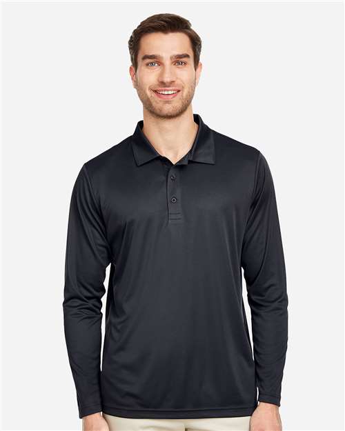 Men's Zone Performance Long Sleeve Polo — Black