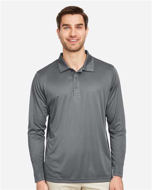Men's Zone Performance Long Sleeve Polo — Sport Graphite