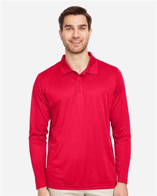 Men's Zone Performance Long Sleeve Polo — Sport Red