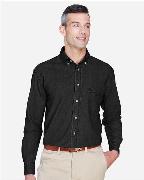 Men's Denim Shirt — Washed Black