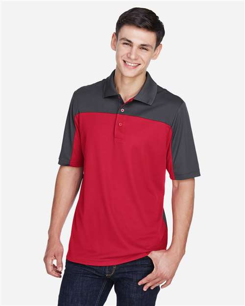 Men's Balance Colorblock Performance Piqué Polo — Classic Red/ Carbon