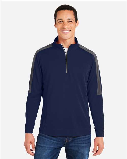 Men's Market Snag Protect Mesh Colorblock Quarter-Zip Pullover — Classic Navy Heather/ Carbon