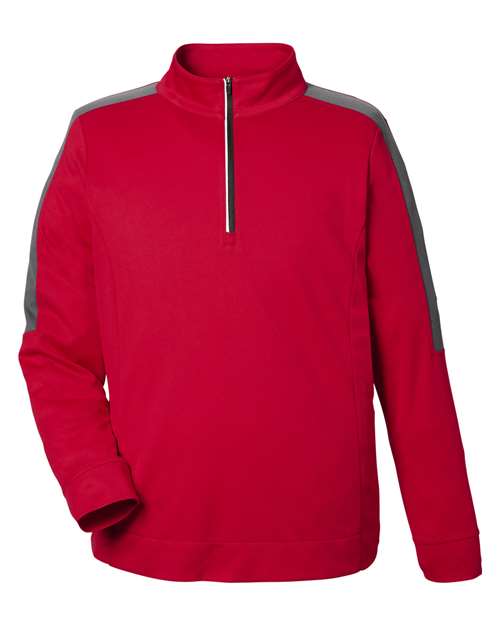 Men's Market Snag Protect Mesh Colorblock Quarter-Zip Pullover — Classic Red/ Carbon
