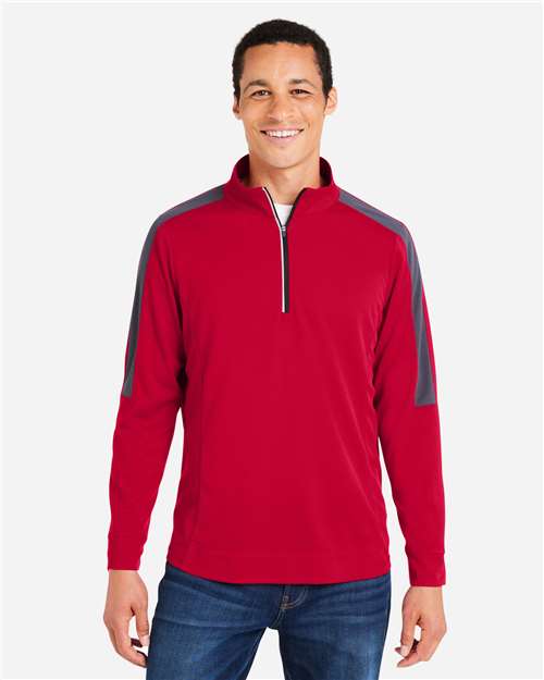 Men's Market Snag Protect Mesh Colorblock Quarter-Zip Pullover — Classic Red/ Carbon