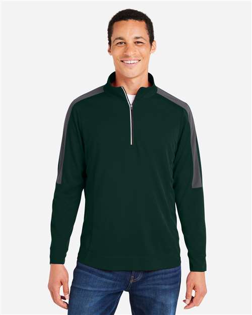 Men's Market Snag Protect Mesh Colorblock Quarter-Zip Pullover — Forest/ Carbon