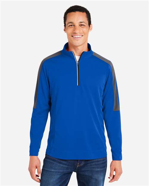 Men's Market Snag Protect Mesh Colorblock Quarter-Zip Pullover — True Royal/ Carbon