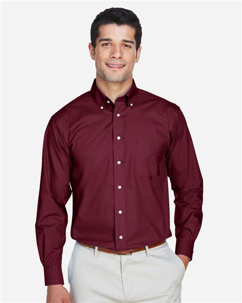 Men's Crown Collection® Broadcloth Woven Dress Shirt — Burgundy