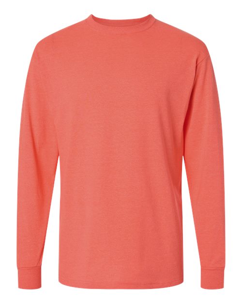 Unisex Gold Soft Touch Long Sleeve T-Shirt — Heather Coral