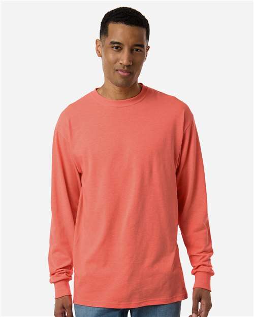 Unisex Gold Soft Touch Long Sleeve T-Shirt — Heather Coral