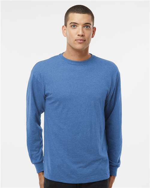 Unisex Gold Soft Touch Long Sleeve T-Shirt — Heather Royal
