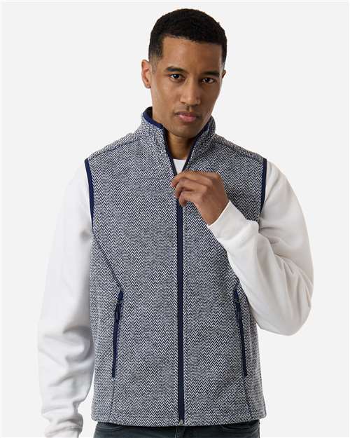 Men's Jasper Jacquard Fleece Vest — Classic Navy/ White