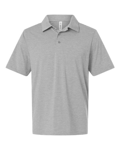 Men's Relay Heathered Stripe Polo — Athletic Heather/ White