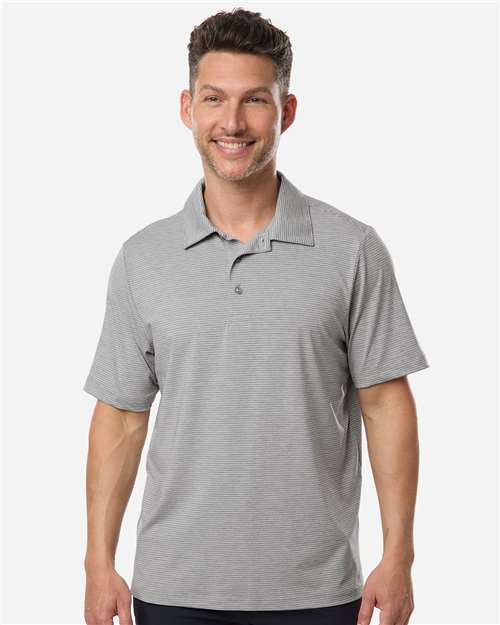Men's Relay Heathered Stripe Polo — Athletic Heather/ White
