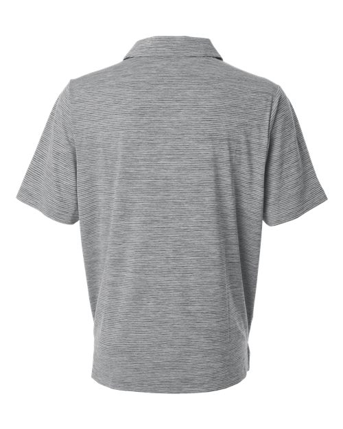 Men's Relay Heathered Stripe Polo — Black Heather/ White