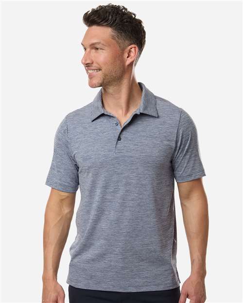 Men's Relay Heathered Stripe Polo — Sport Dark Navy Heather/ White
