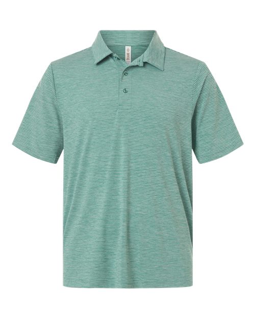 Men's Relay Heathered Stripe Polo — Sport Forest Heather/ White