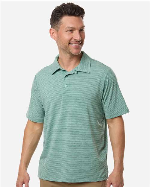 Men's Relay Heathered Stripe Polo — Sport Forest Heather/ White