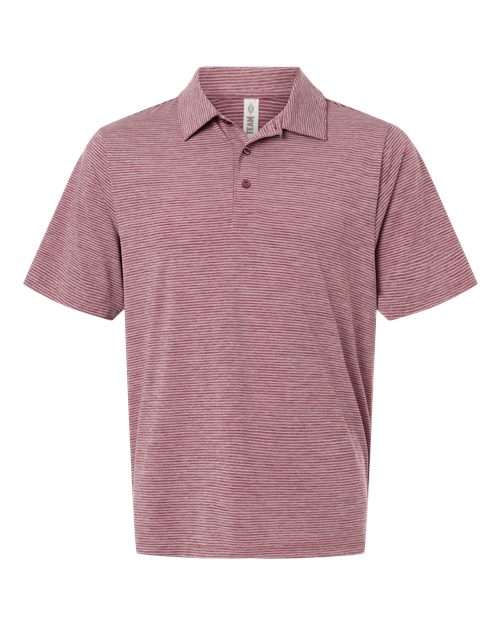 Men's Relay Heathered Stripe Polo — Sport Maroon Heather/ White