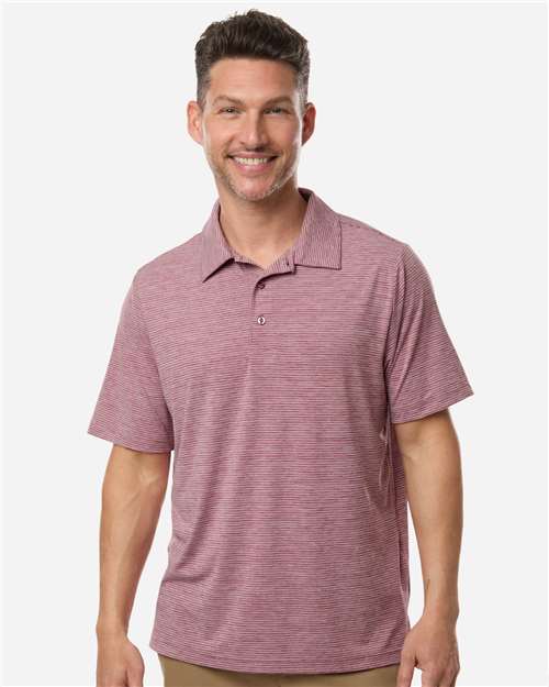 Men's Relay Heathered Stripe Polo — Sport Maroon Heather/ White