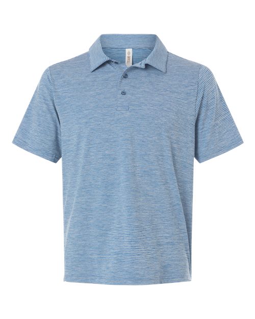 Men's Relay Heathered Stripe Polo — Sport Royal Heather/ White