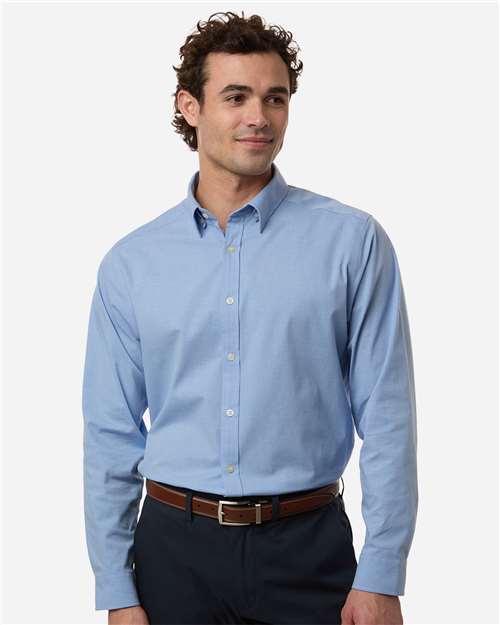 Men's CrownLux Performance® Spencer Poplin Dress Shirt — Light Blue Melange