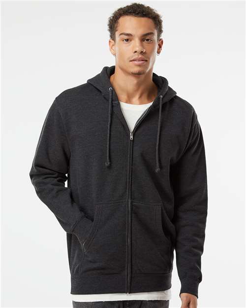 Unisex Heavyweight Full-Zip Hooded Sweatshirt — Charcoal Heather