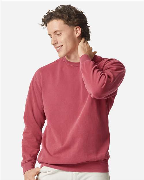 Unisex Garment-Dyed Crewneck Sweatshirt — Crimson