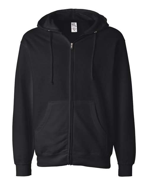 Unisex Midweight Full-Zip Hooded Sweatshirt — Black