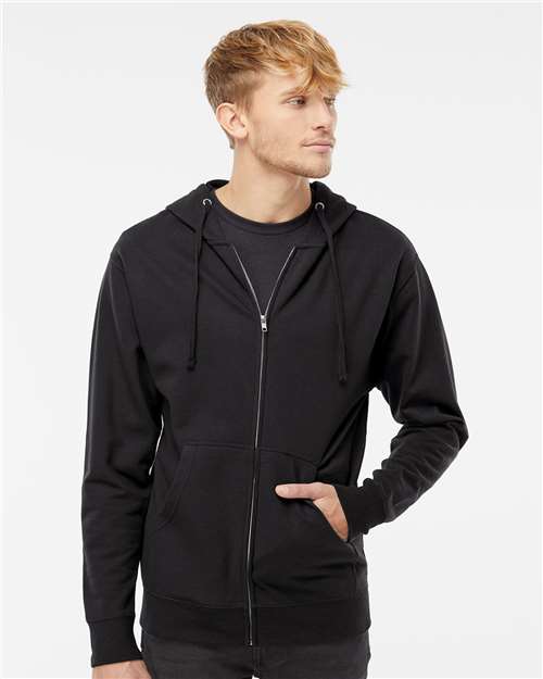 Unisex Midweight Full-Zip Hooded Sweatshirt — Black