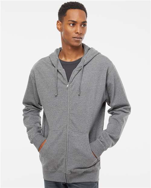 Unisex Midweight Full-Zip Hooded Sweatshirt — Gunmetal Heather