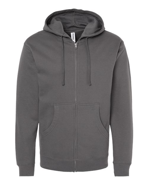 Unisex Midweight Full-Zip Hooded Sweatshirt — Charcoal