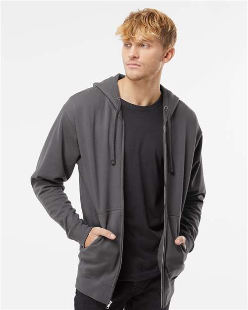 Unisex Midweight Full-Zip Hooded Sweatshirt — Charcoal