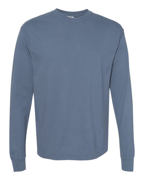 Unisex Garment-Dyed Heavyweight Long Sleeve T-Shirt — Blue Jean