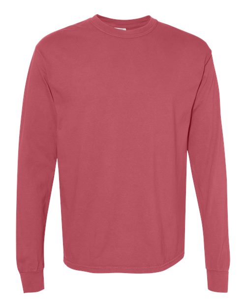 Unisex Garment-Dyed Heavyweight Long Sleeve T-Shirt — Crimson
