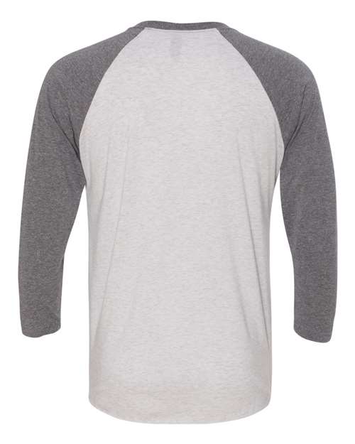 Unisex Triblend Three-Quarter Raglan Tee — Premium Heather Sleeves/ Heather White Body