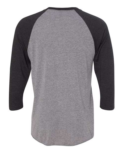 Unisex Triblend Three-Quarter Raglan Tee — Vintage Black Sleeves/ Premium Heather Body