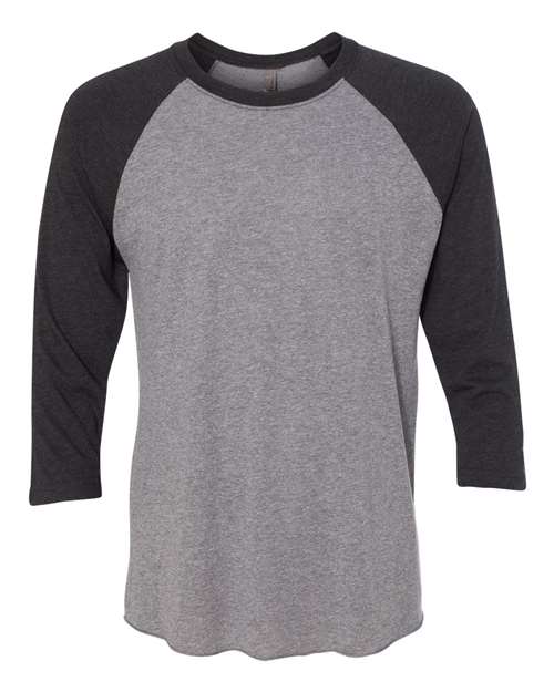 Unisex Triblend Three-Quarter Raglan Tee — Vintage Black Sleeves/ Premium Heather Body