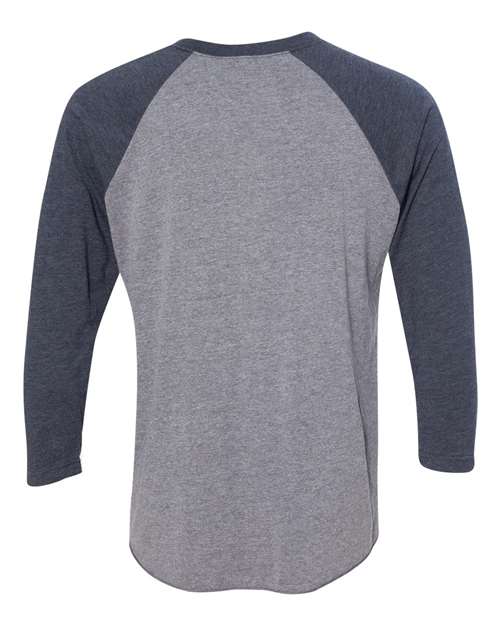Unisex Triblend Three-Quarter Raglan Tee — Vintage Navy Sleeves/ Premium Heather Body