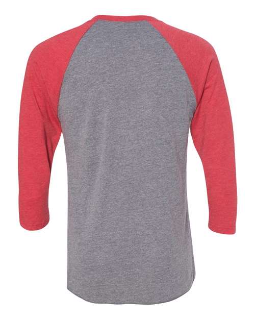 Unisex Triblend Three-Quarter Raglan Tee — Vintage Red Sleeves/ Premium Heather Body