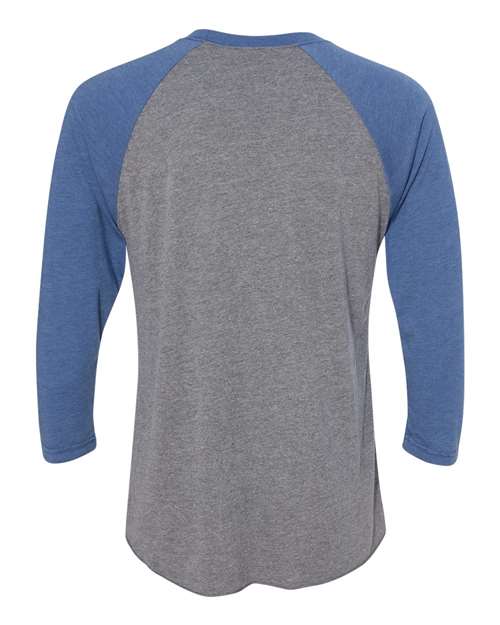 Unisex Triblend Three-Quarter Raglan Tee — Vintage Royal Sleeves/ Premium Heather Body