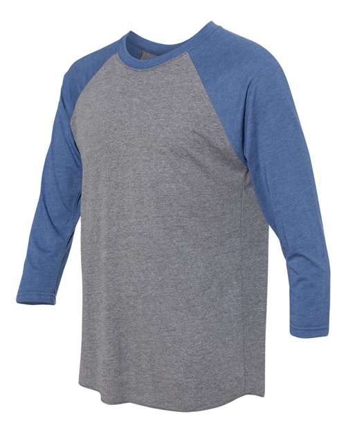 Unisex Triblend Three-Quarter Raglan Tee — Vintage Royal Sleeves/ Premium Heather Body
