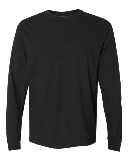 Unisex Garment-Dyed Heavyweight Long Sleeve T-Shirt — Black