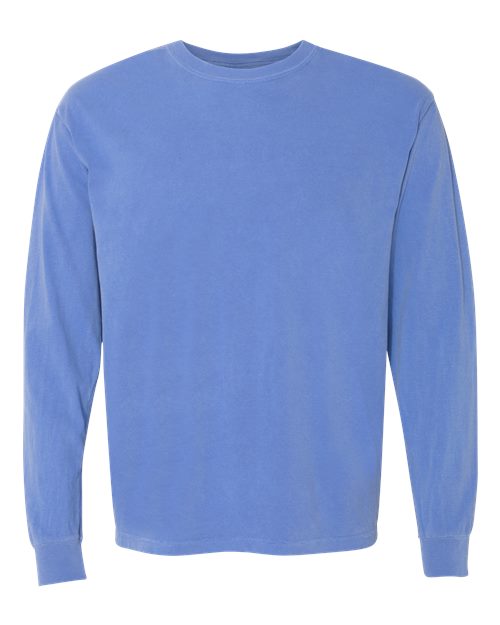 Unisex Garment-Dyed Heavyweight Long Sleeve T-Shirt — Flo Blue