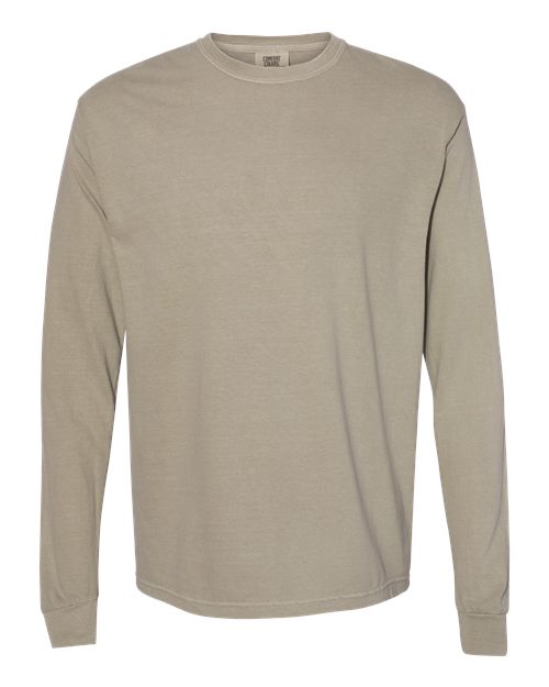 Unisex Garment-Dyed Heavyweight Long Sleeve T-Shirt — Sandstone
