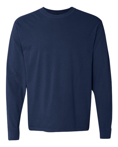 Unisex Garment-Dyed Heavyweight Long Sleeve T-Shirt — True Navy