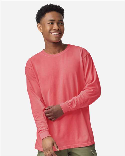 Unisex Garment-Dyed Heavyweight Long Sleeve T-Shirt — Watermelon