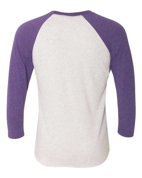 Unisex Triblend Three-Quarter Raglan Tee — Purple Rush Sleeves/ Heather White Body